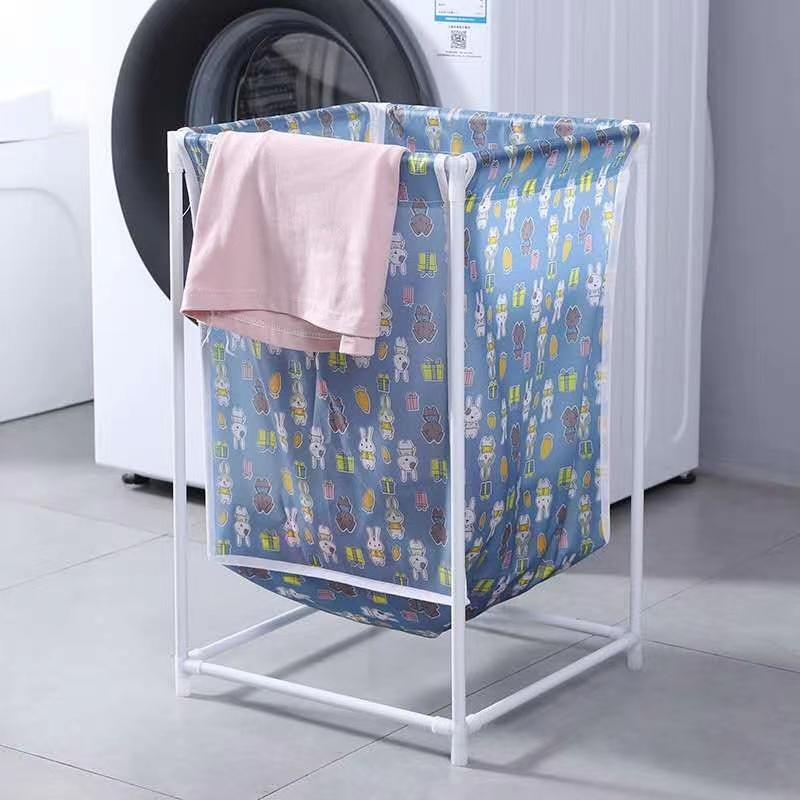 Simple household cotton and linen dirty clothes storage basket, foldable stand, waterproof large dirty clothes basket storage box Item Picture