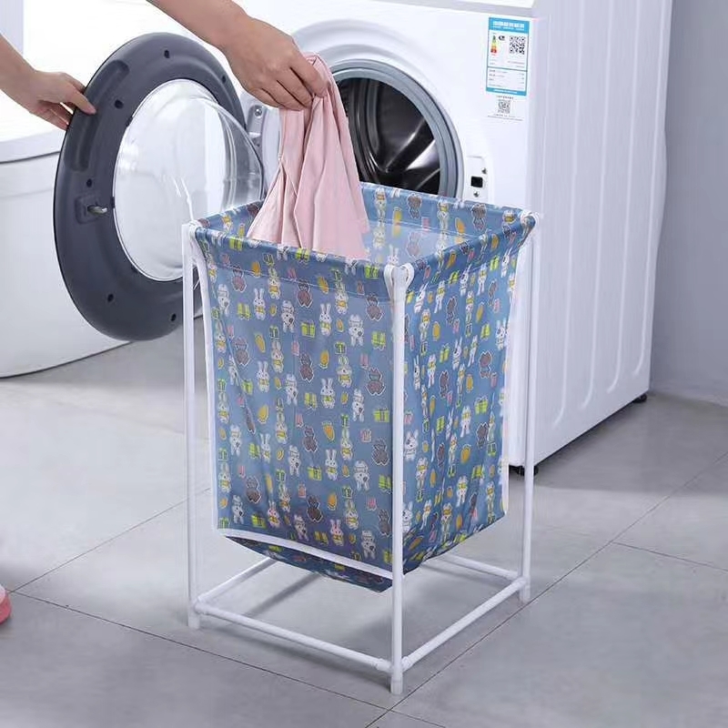 Simple household cotton and linen dirty clothes storage basket, foldable stand, waterproof large dirty clothes basket storage box details Picture