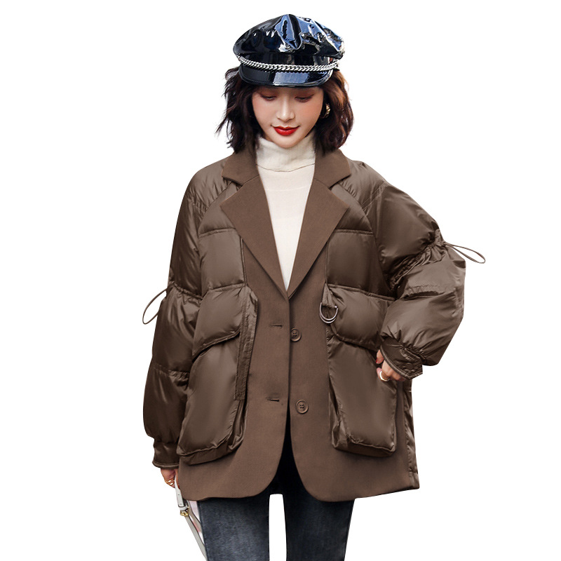 New short down jacket for women in winter, Korean style, large pocket, warm and stylish, patchwork coat, popular bread jacket Application Scenario