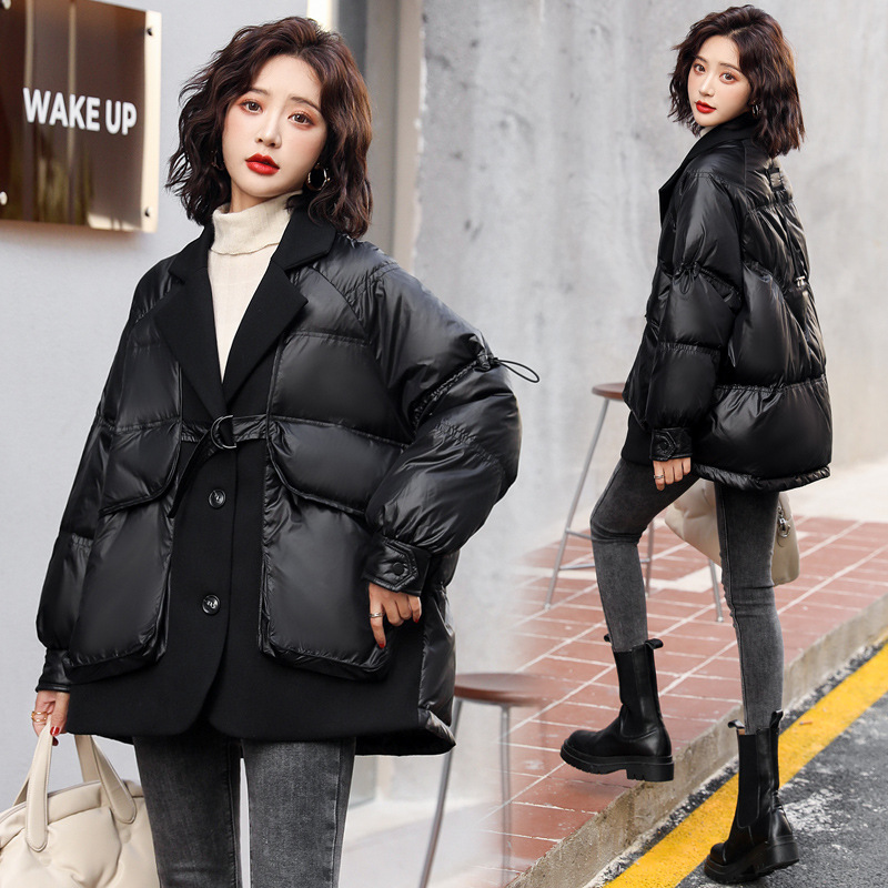 New short down jacket for women in winter, Korean style, large pocket, warm and stylish, patchwork coat, popular bread jacket details Picture