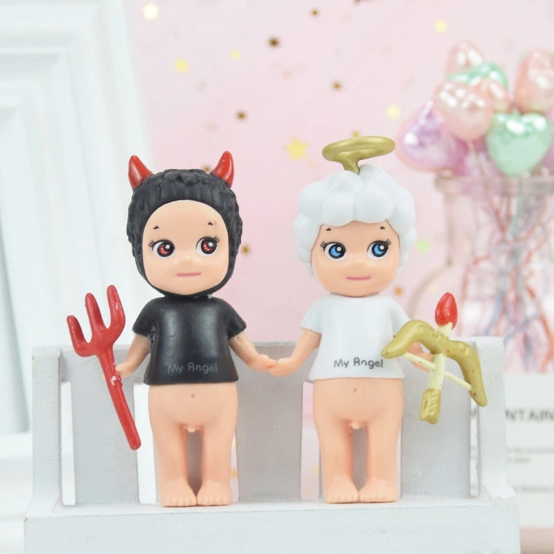 Solid Angel and Devil Chubby doll baking cake decoration plush toy is selling well Application Scenario
