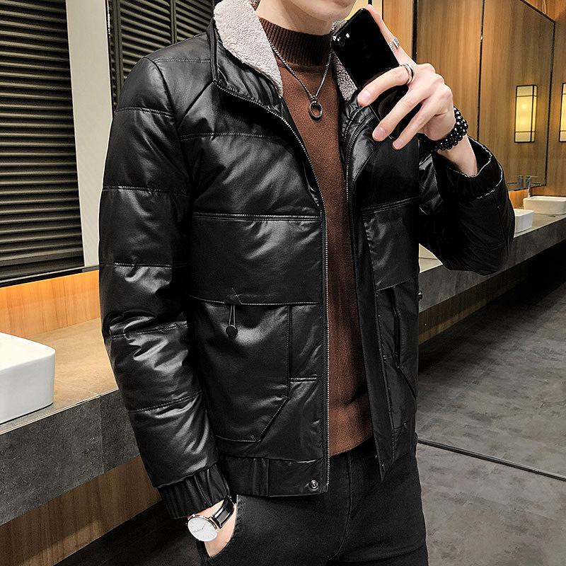 72%PU 19% adhesive 9% Other down cotton-padded jacket Men's short trendy cotton-padded jacket with fur collar leather S051-P130 Application Scenario