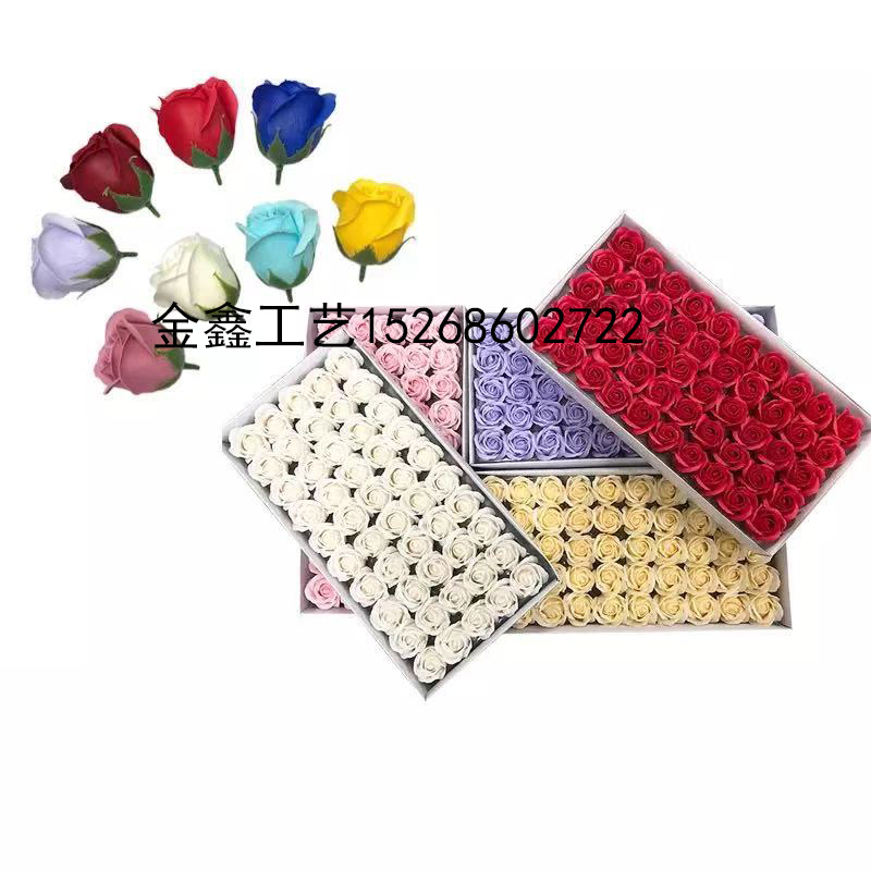 Three layers of Soap Flower Water Flower with base Imitation Rose bouquet Handmade soap Flower Head Valentine's Day wedding Eternal Flower thumbnail