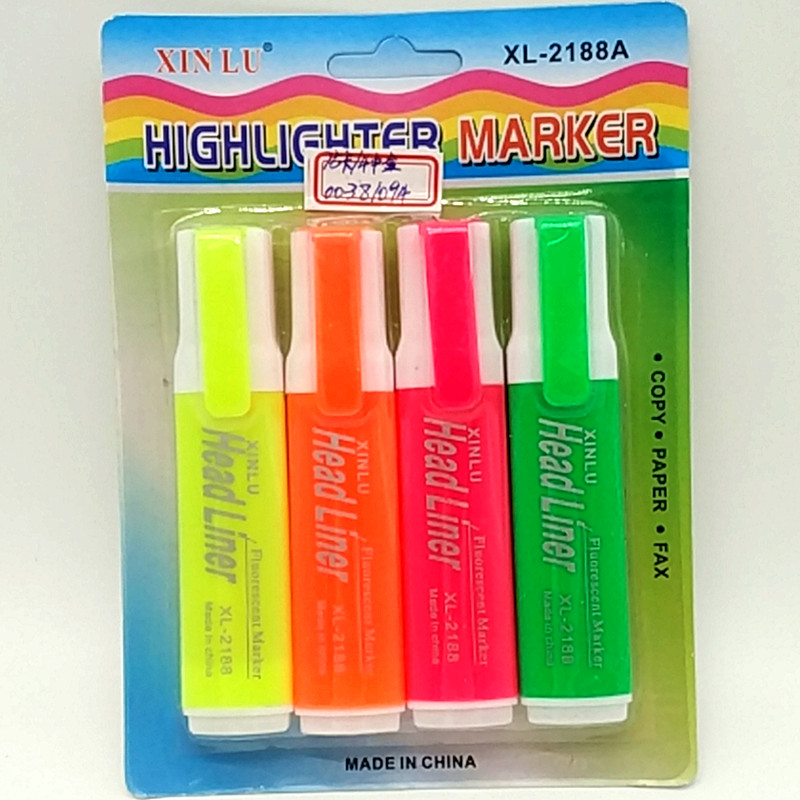 Sunshine Department Store XL-2188A card 4pcs Highlighters, student office supplies details Picture