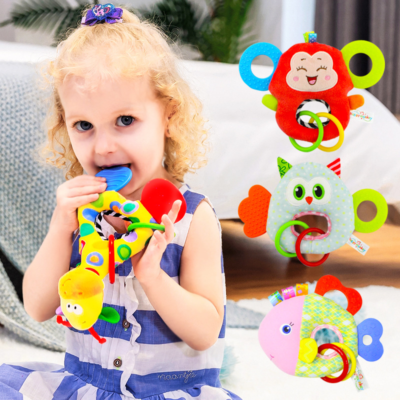 Baby teething ring plush toy, baby hand ring, newborn comfort doll