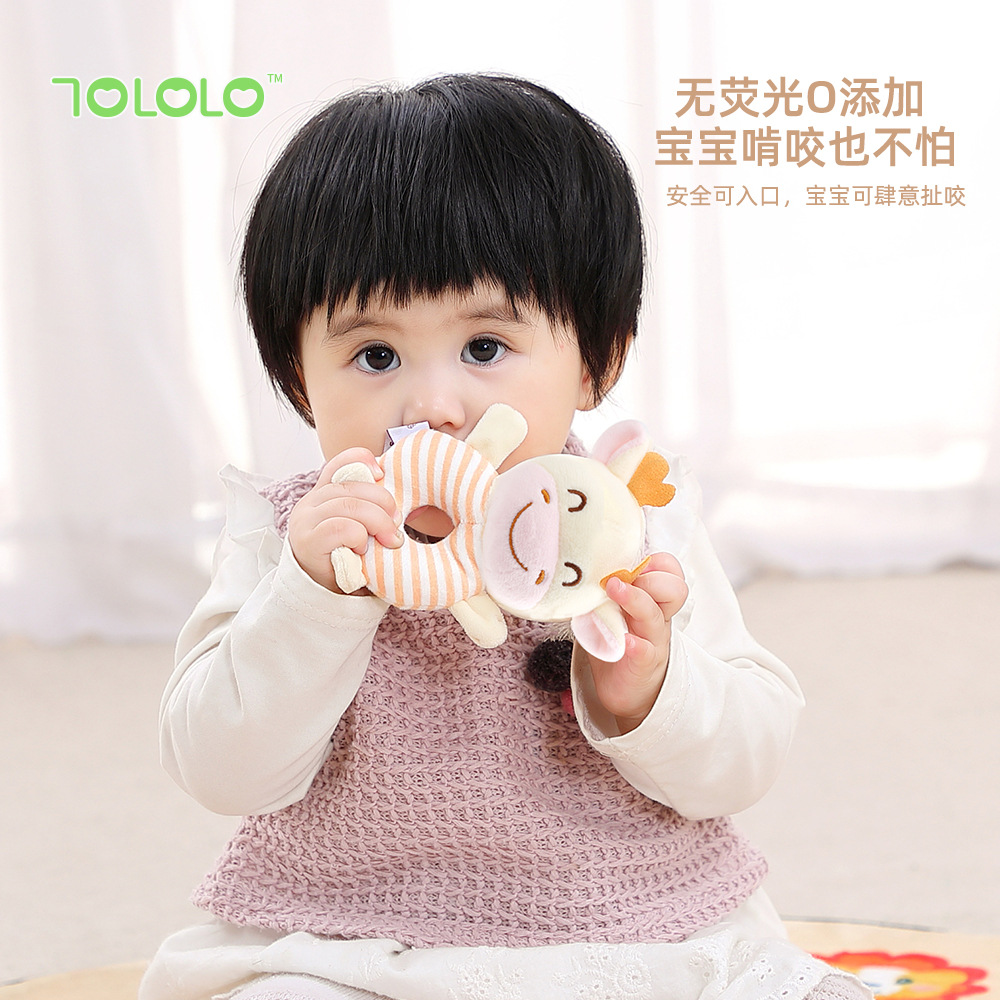 Newborn toys: 0-3-6 months plush hand-held toys for 1-year-old babies, educational baby hand-cranked bells details Picture