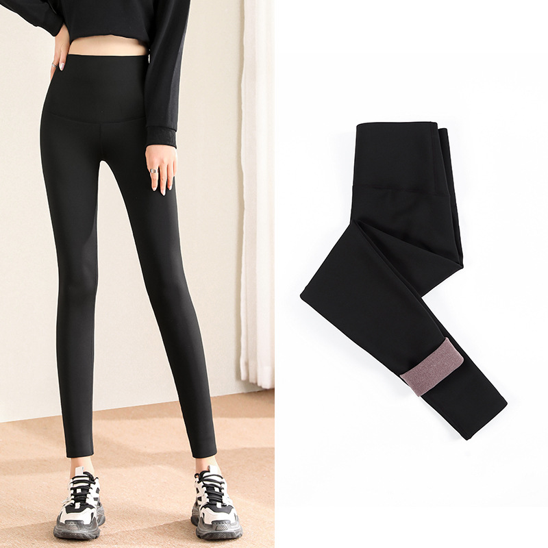 Fleece shark skin button-down Barbie pants for women in winter, large-sized moisturizing match pants, cationic popular base pants details Picture