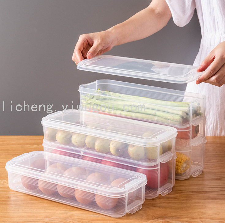 Transparent plastic stacked sealed food storage box, rectangular kitchen refrigerator, egg and fruit storage box Specification image