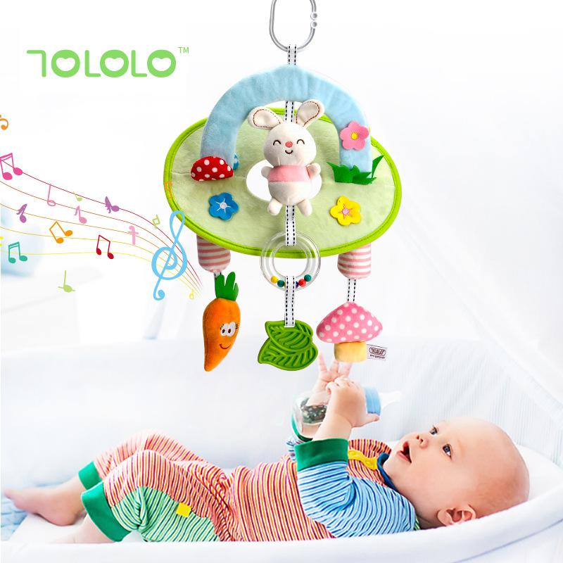 Newborn toy animal series wind chime, infant and toddler baby bed cart, hanging plush early education baby bed bell Specification image