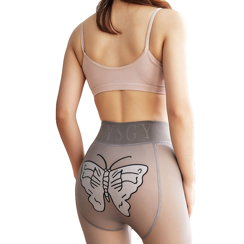 The popular flight attendant grey autumn and winter thickened fleech-lifting and body-shaping leggings, high-waisted butterfly-shaped crotch, belt-cinching and leg-slimming pants for women Item Picture