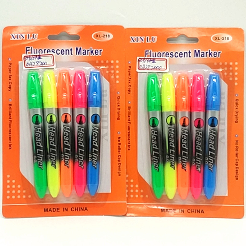 阳光百货 XL-218吸卡5pcs荧光笔 学生水彩笔 记号笔 办公用品