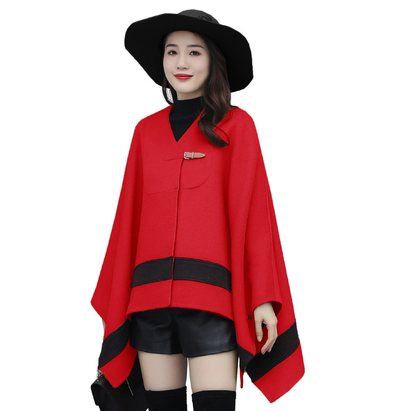 In-stock 2020 autumn and winter women's stylish Korean-style cape woolen coat, women's woolen coat YJ227 Item Picture