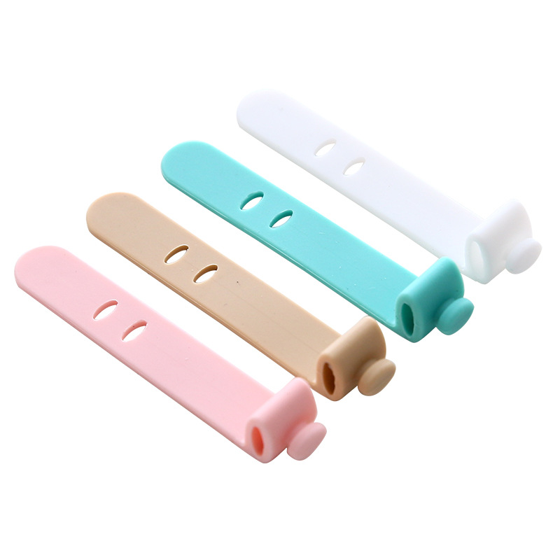 4 Silicone rubber straps, cable organizer, anti-loss earphone charging cable, binding strap, storage button, data cable winding Item Picture
