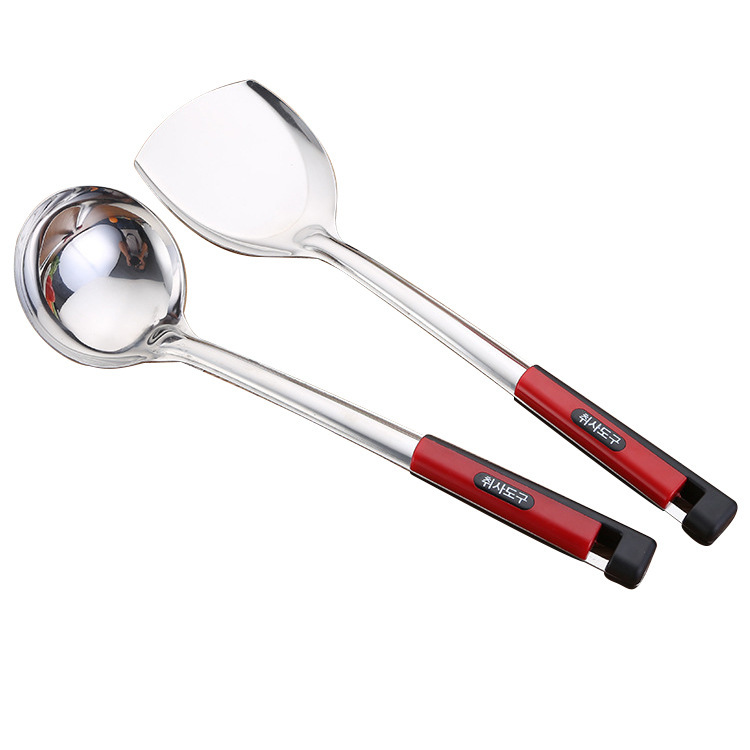 New Korean 1.2mm heat-resistant cooking spatula and soup spoon, high-quality non-magnetic stainless steel spatula and spoon, a bestseller at 5 yuan Specification image