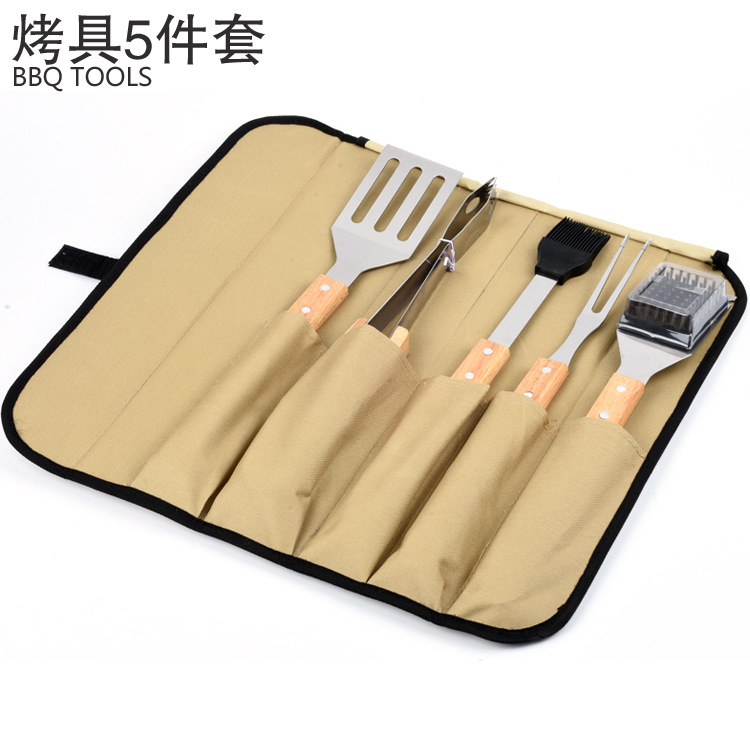 مجموعة شواء في الهواء الطلق تضم 5 قطع من الفولاذ غير القابل للصدأ من طراز BBQ Specification image