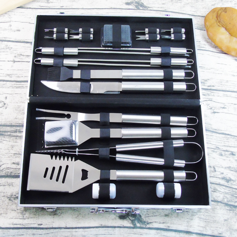 户外BBQ21件套不锈钢烧烤工具 铝箱烧烤组合套装用具 烧烤用品