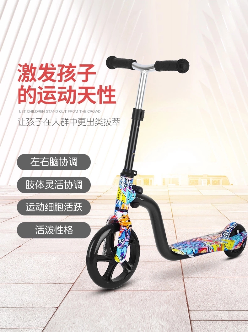Children's two-wheeled scooter, baby big wheel graffiti two-wheeled scooter, 3-7-9 children's scooter, factory direct sales details Picture