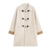 New mid-length woolen coat with horn buttons for women in autumn and winter, thickened knitted woolen sweater cardigan Item Picture