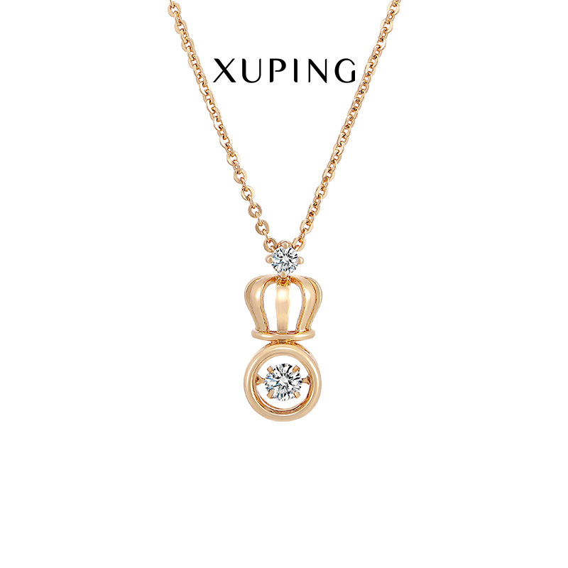 旭平首饰  皇冠石头项链欧美镀24k金色厂家直销项链女AN8112501