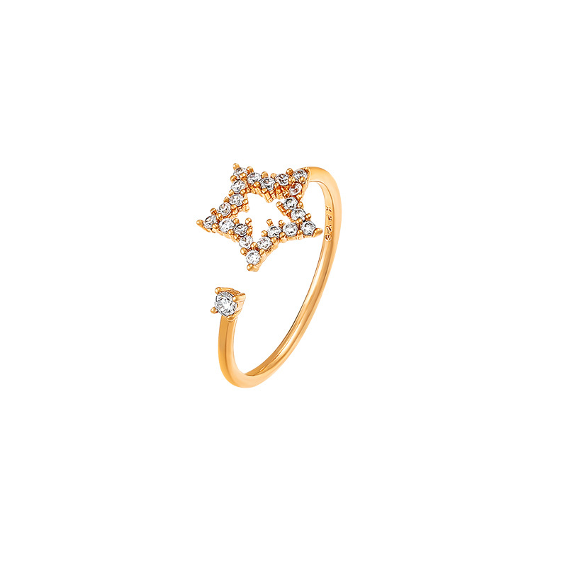 Xuping Jewelry's Japanese and Korean ins five-star artificial zircon ring with 18K gold plating, factory direct sales ring A01-R14 Item Picture