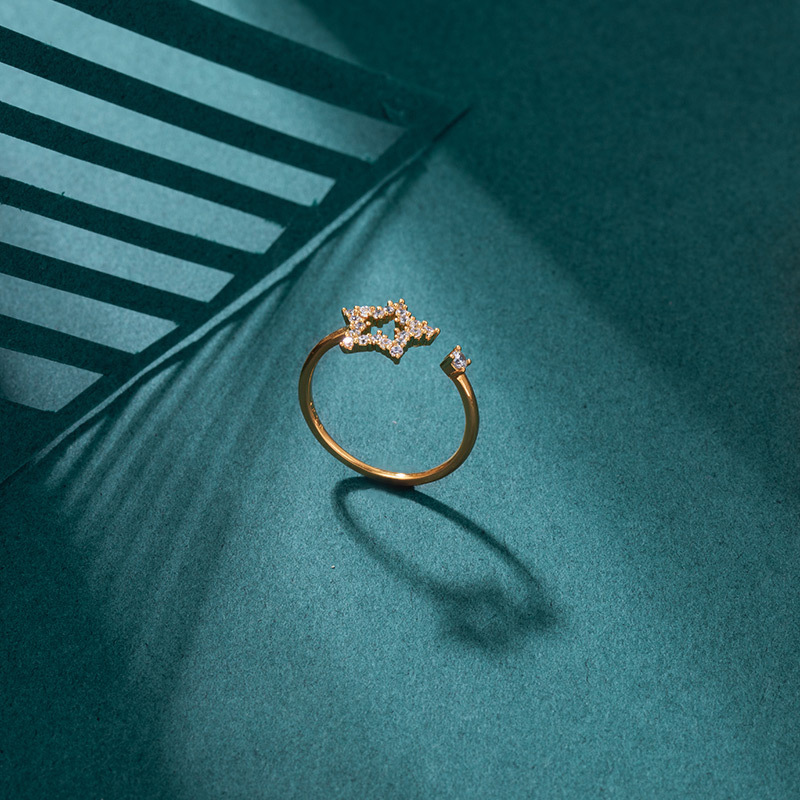 Xuping Jewelry's Japanese and Korean ins five-star artificial zircon ring with 18K gold plating, factory direct sales ring A01-R14 Specification image