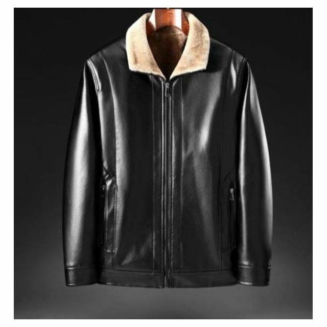 202. Autumn/winter leather jacket for middle-aged and elderly men with fleece and thickness for father leather jacket for middle-aged men with leather jacket