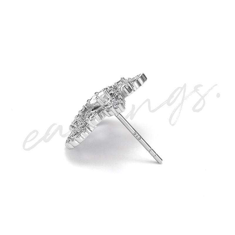 Xuping Jewelry's gold-plated European and American crown earrings with feminine charm, Zircon 925 silver needle inlaid zircon stud earrings wholesale Specification image