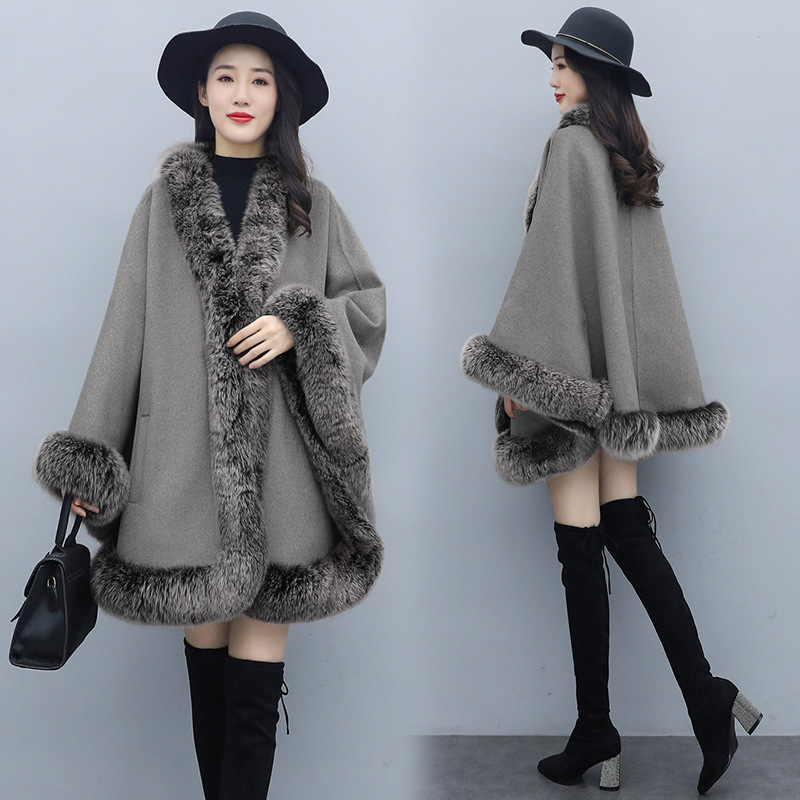 The new autumn and winter cape woolen coat is a versatile mid-length shawl for women, paired with a double-sided woolen cape coat Application Scenario
