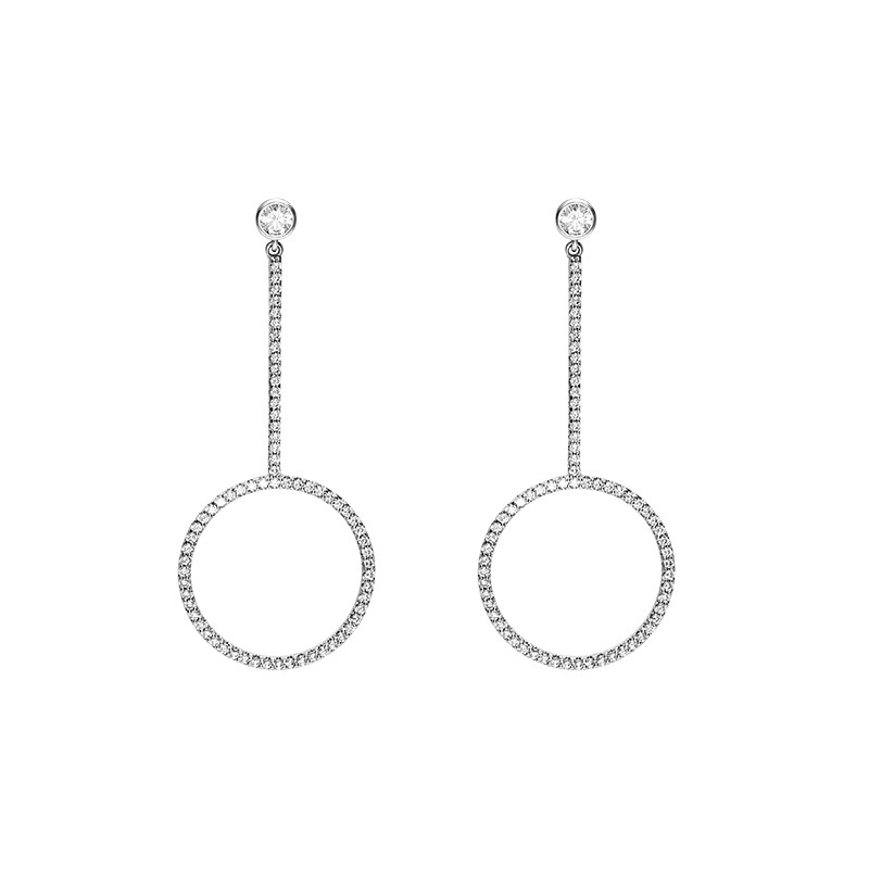 القرط الدائري الأمريكي الأمريكي الدائري، 925 إبر الفضي، والأذن الزيتية Item Picture