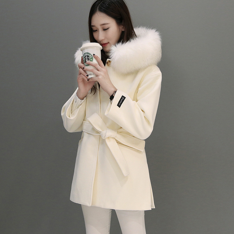 Woolen coat for women, mid-length, 2020 autumn/winter new Korean style, short and petite woolen coat, one-piece consignment details Picture