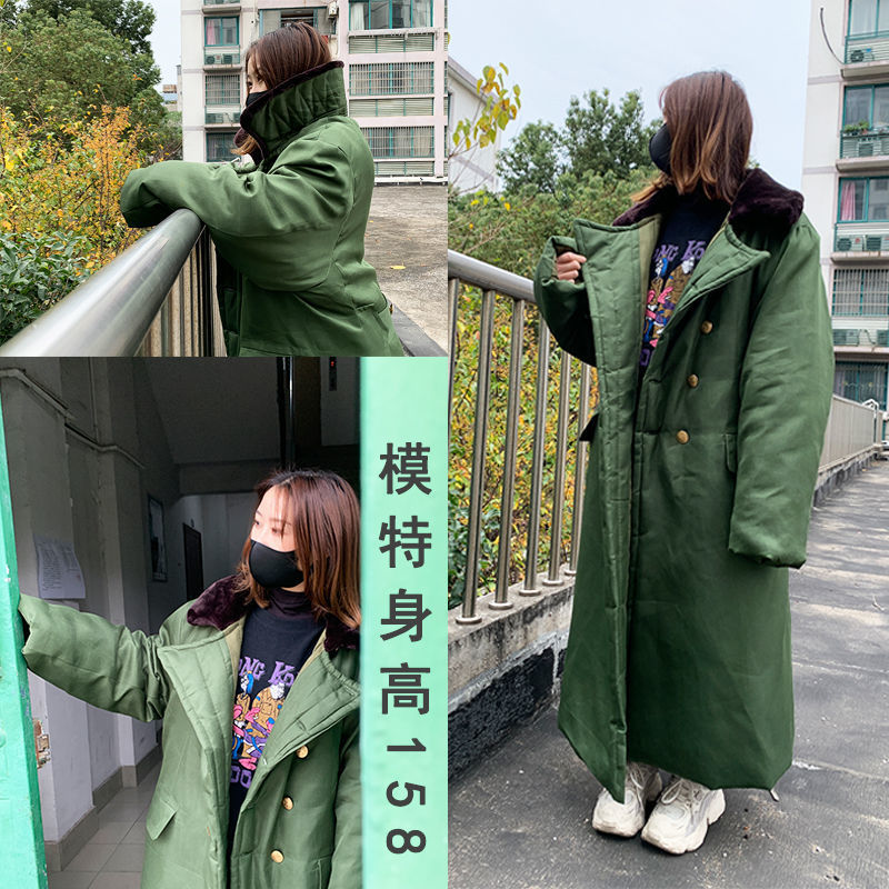 Men's long cotton overcoat with fleece and thickened fabric, security guard, cold storage, labor protection work clothes, cold-proof clothing for winter Item Picture