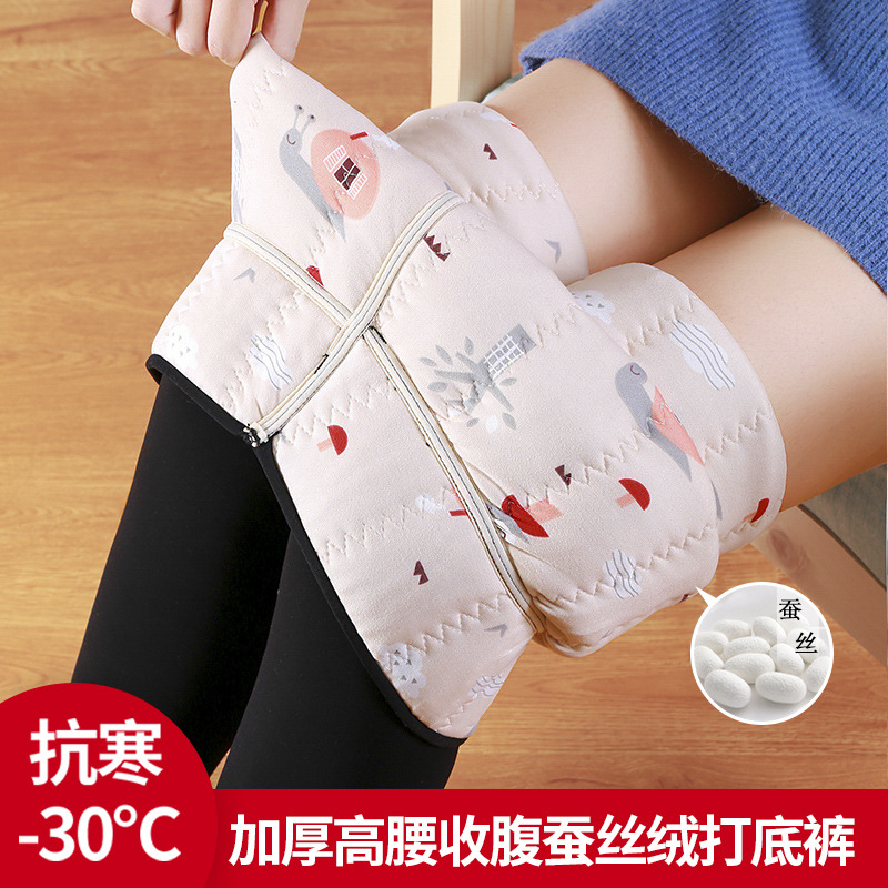 Silk cotton pants, women's winter thickened fleece leggings, one-piece outerwear pants, Northeast extra thick warm pants, wool women's high waist Specification image
