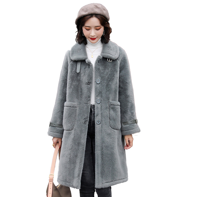A new mid-length noble coat with a faux mink fur and coat for autumn and winter, featuring women's fur and golden mink Item Picture