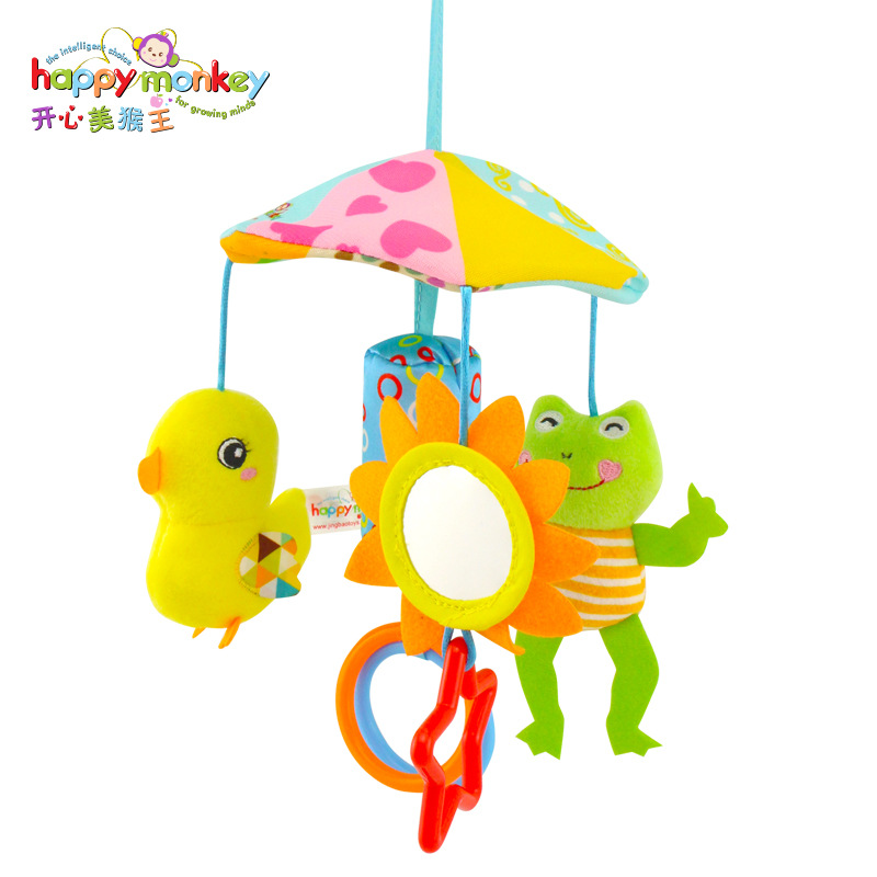 Factory direct supply of music rotating baby toy strollers, hanging pieces, umbrella canopy design, baby bed bells Specification image