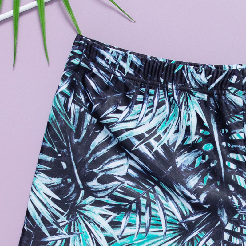 European and American cartoon-printed swimsuits and Korean-style green leaf children's swimming trunks for export Application Scenario