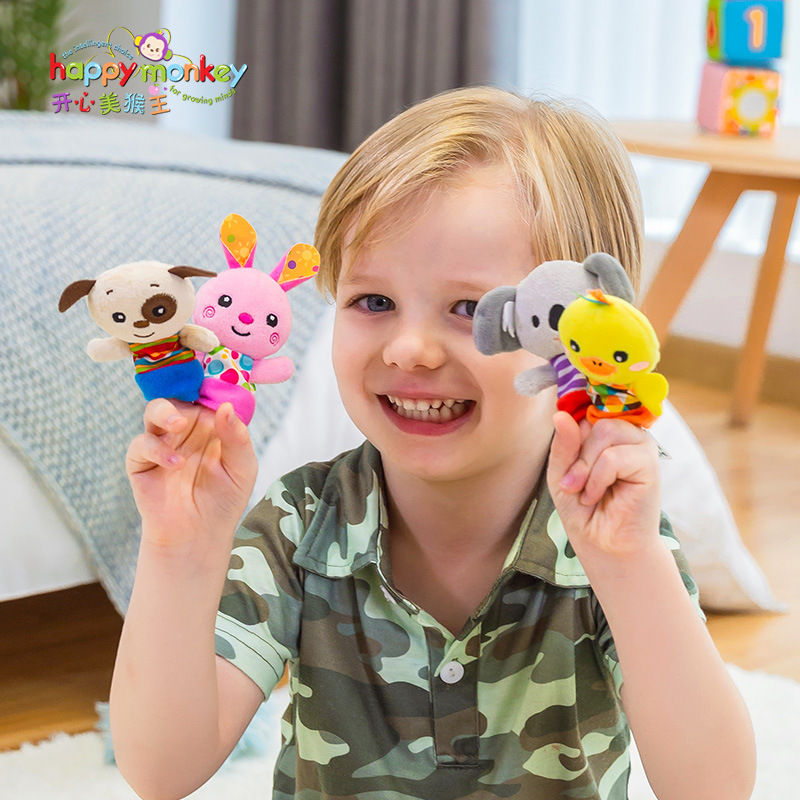 Hand puppet toys, newborn baby monkey finger puppets, finger dolls, baby comfort toys details Picture