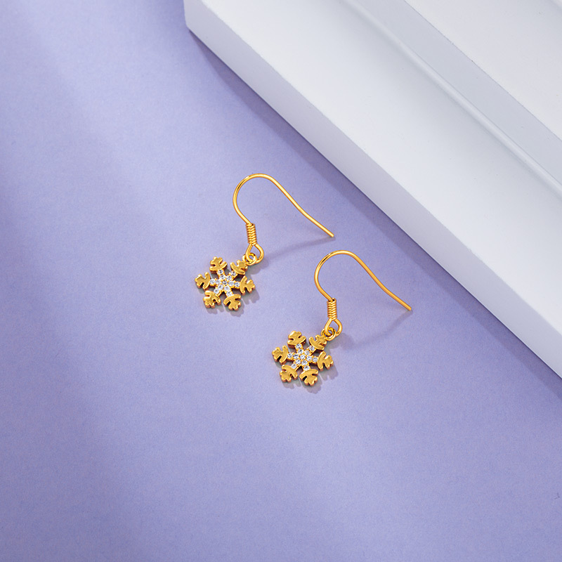 Xuping Jewelry's ins fashion new snowflake earrings, 24K gold plated, wholesale earrings for women, AE52101 details Picture