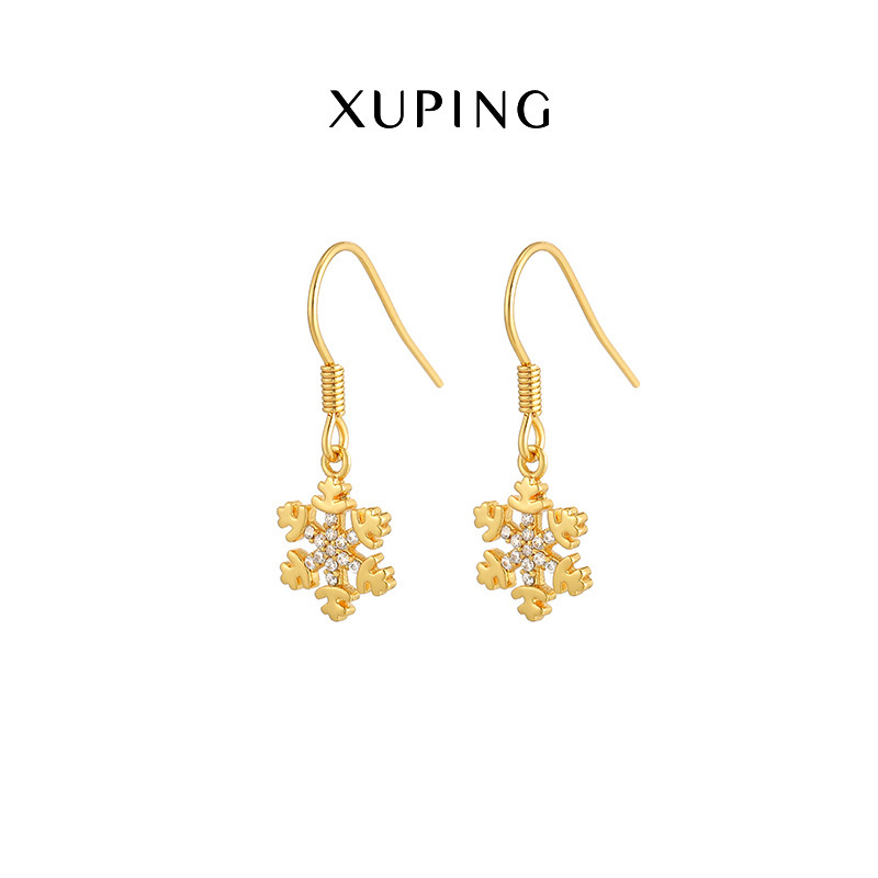 旭平首饰 ins时尚新品雪花耳环镀24K金色厂家批发耳环女AE52101