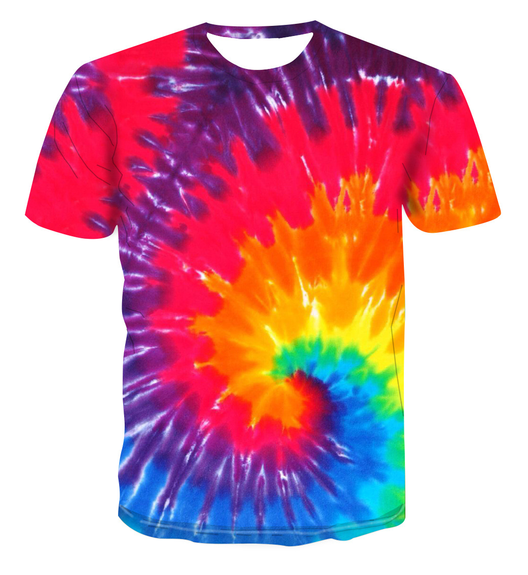Cross-border 2020 New Style European and American tie dye tie-dye element digital printed 3D short-sleeved T-shirt Application Scenario