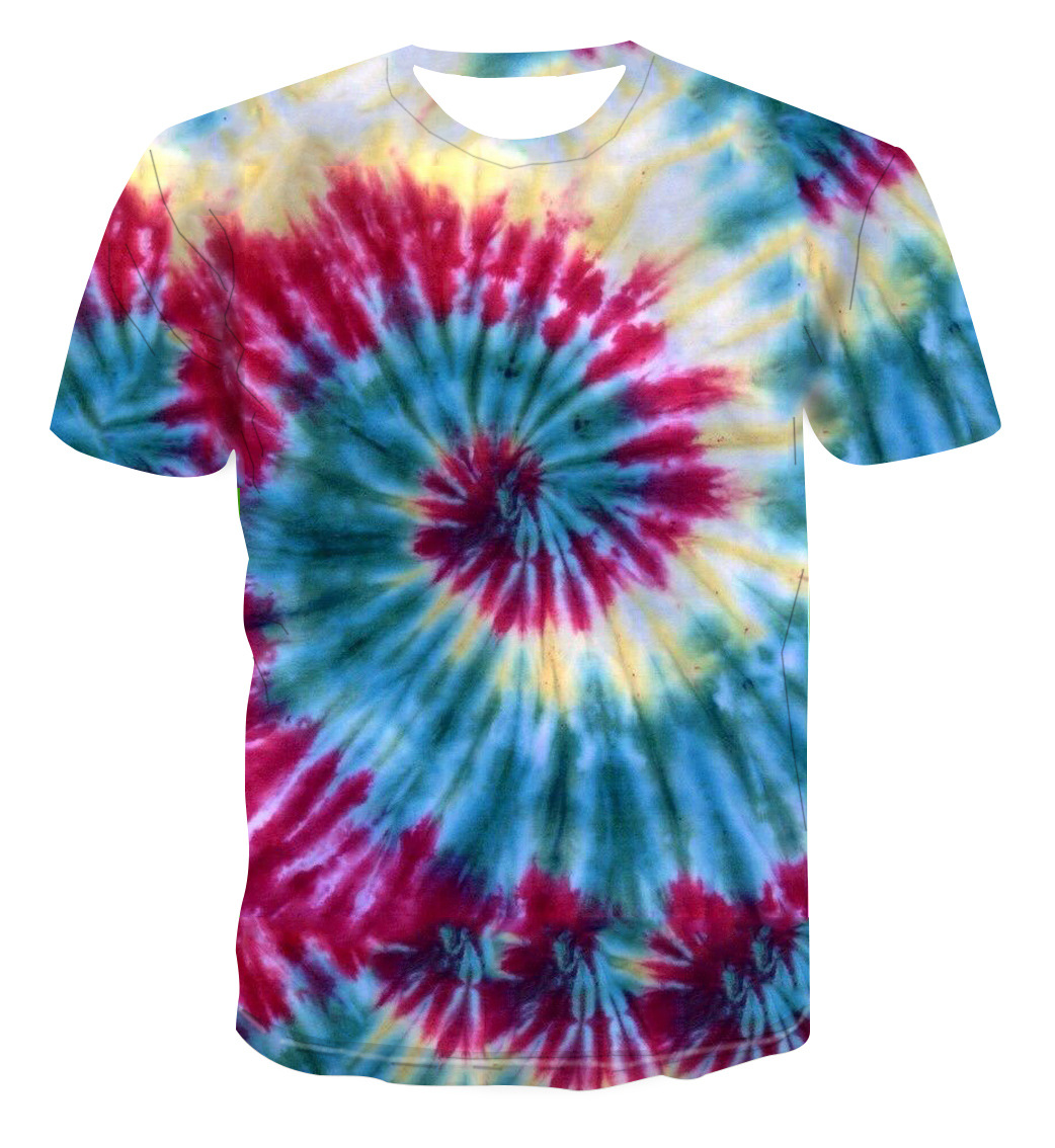 Cross-border 2020 New Style European and American tie dye tie-dye element digital printed 3D short-sleeved T-shirt Specification image