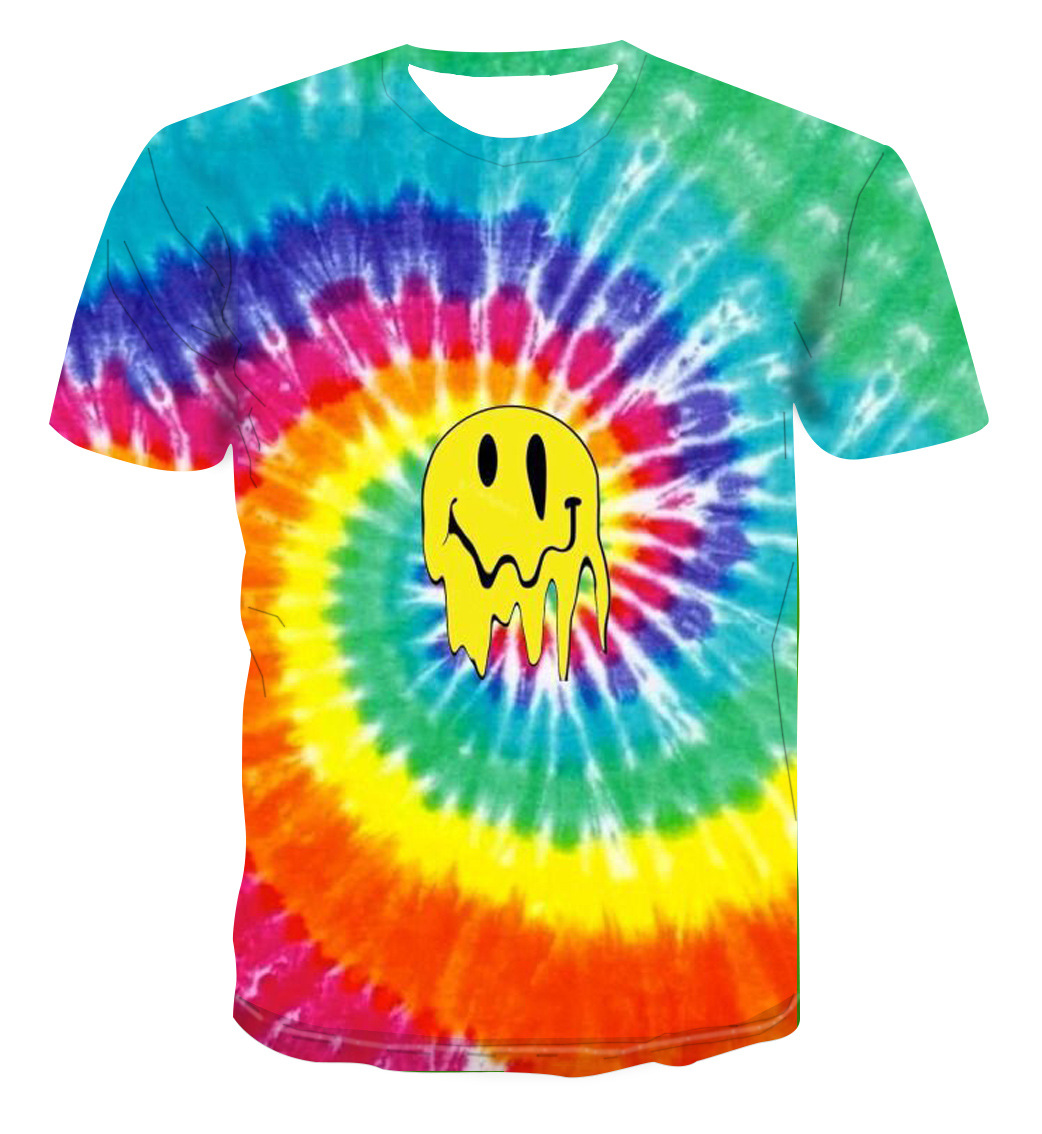 Cross-border 2020 New Style European and American tie dye tie-dye element digital printed 3D short-sleeved T-shirt