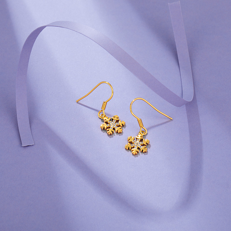Xuping Jewelry's ins fashion new snowflake earrings, 24K gold plated, wholesale earrings for women, AE52101 Specification image
