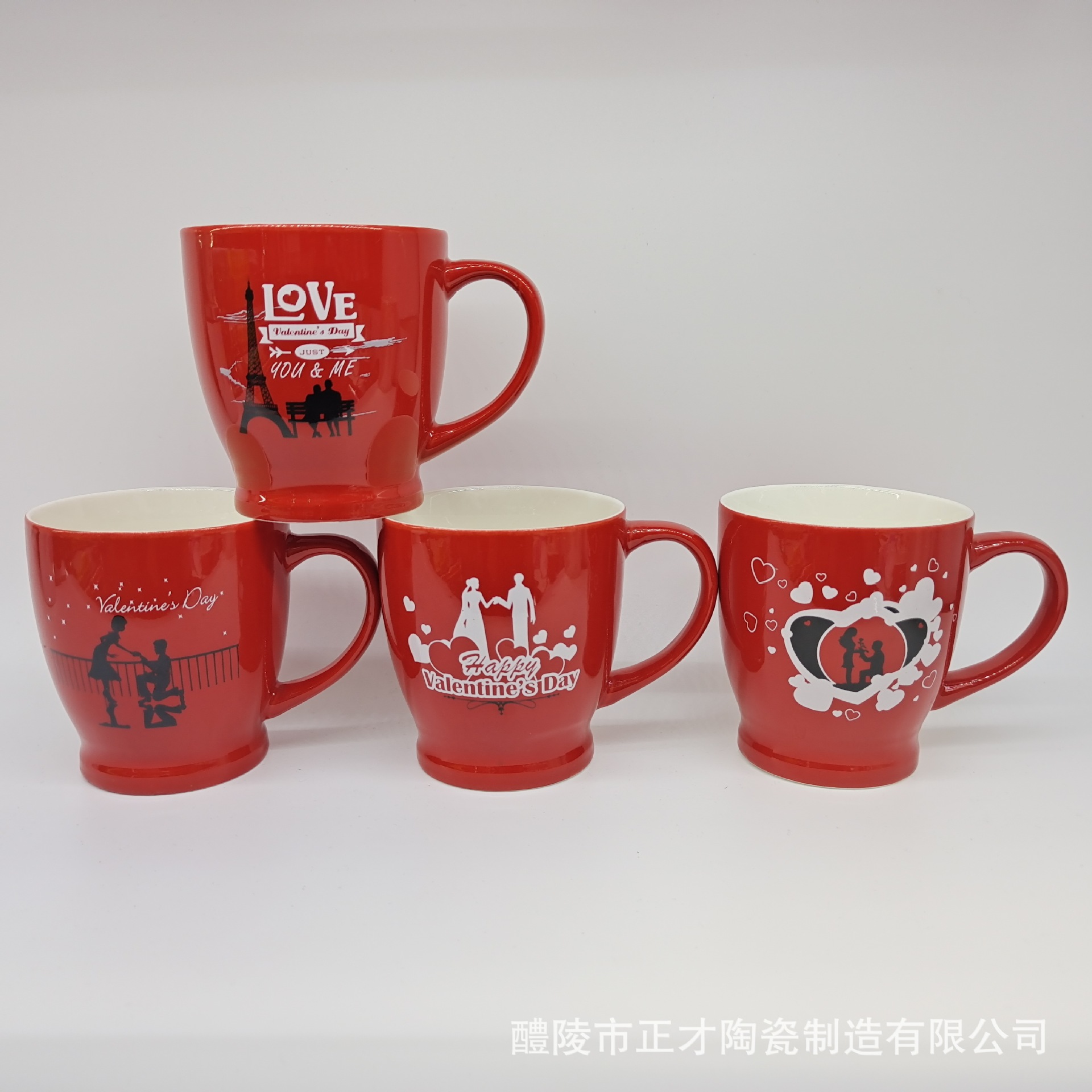Factory direct sales of Valentine's Day ceramic cups, customizable promotional mugs, Valentine's Day cups in stock for wholesale Specification image