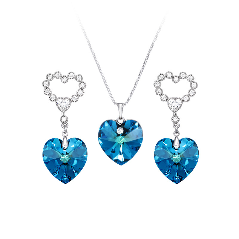 Xuping joyería nueva llegada moda personalidad temperamento ins moda amor cristal pendientes set fabricante al por mayor JJ-S12 Item Picture