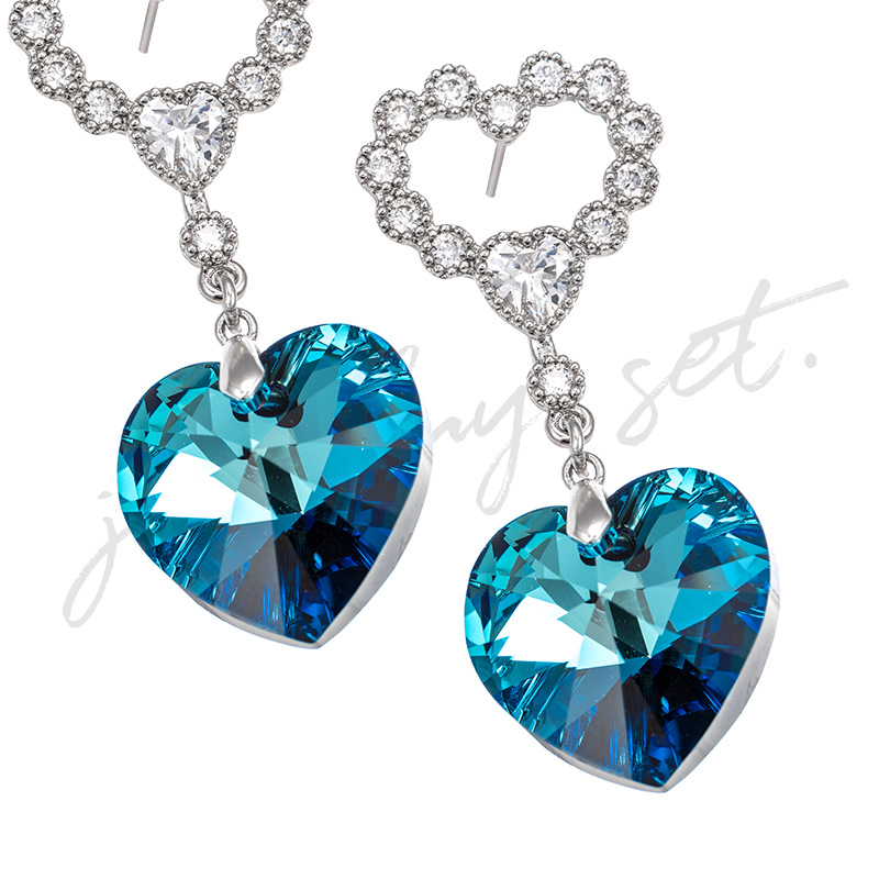Xuping joyería nueva llegada moda personalidad temperamento ins moda amor cristal pendientes set fabricante al por mayor JJ-S12 Specification image