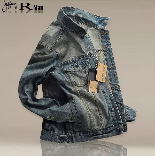 Retro washed casual, trendy and fitted men's jacket, denim jacket for men's winter, Korean version denim jacket for men details Picture