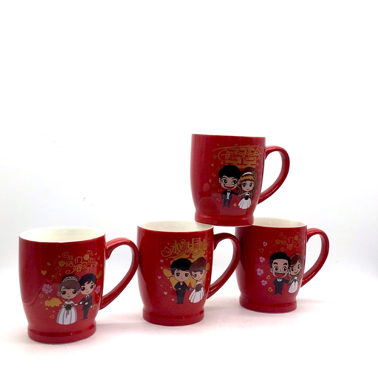 Factory wholesale mugs, couple cups, wedding cup sets, red festive wedding cartoon ceramic cups, mouthwash cups Application Scenario