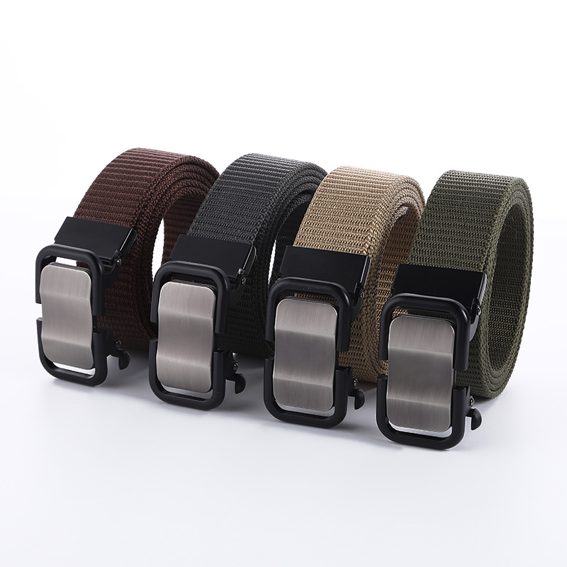 2020新款仿尼龙无牙自动扣无孔织带裤带休闲时尚合金扣头针扣腰带