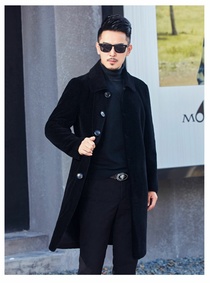 100% true wool fur one man Haining lamb fur fur coat men's sheep shear coat long coat