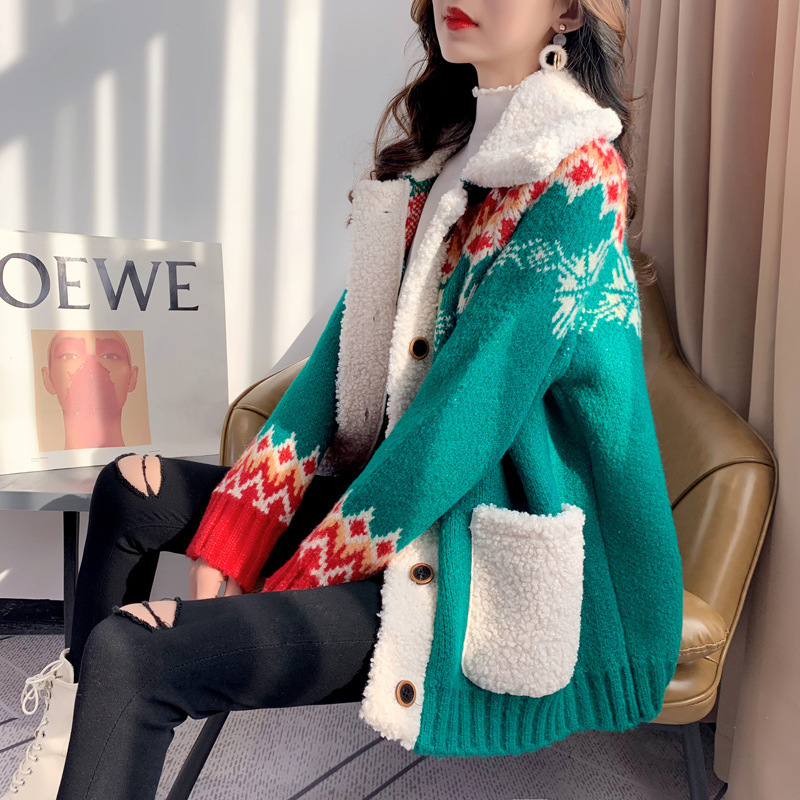 New autumn Christmas coat: Long-sleeved knitted cardigan, laid-back thickened, versatile Korean-style soft and fluffy sweater details Picture